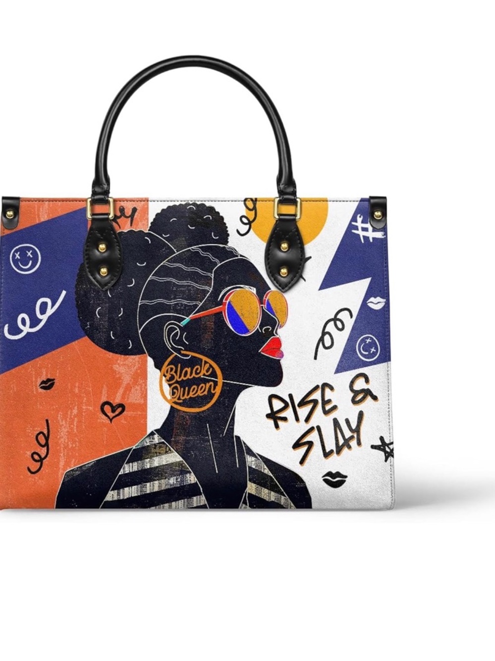 Afroyla Sanaa Handbag Rise & Slay Black Queen Graphic Tote Bag - Multicolor